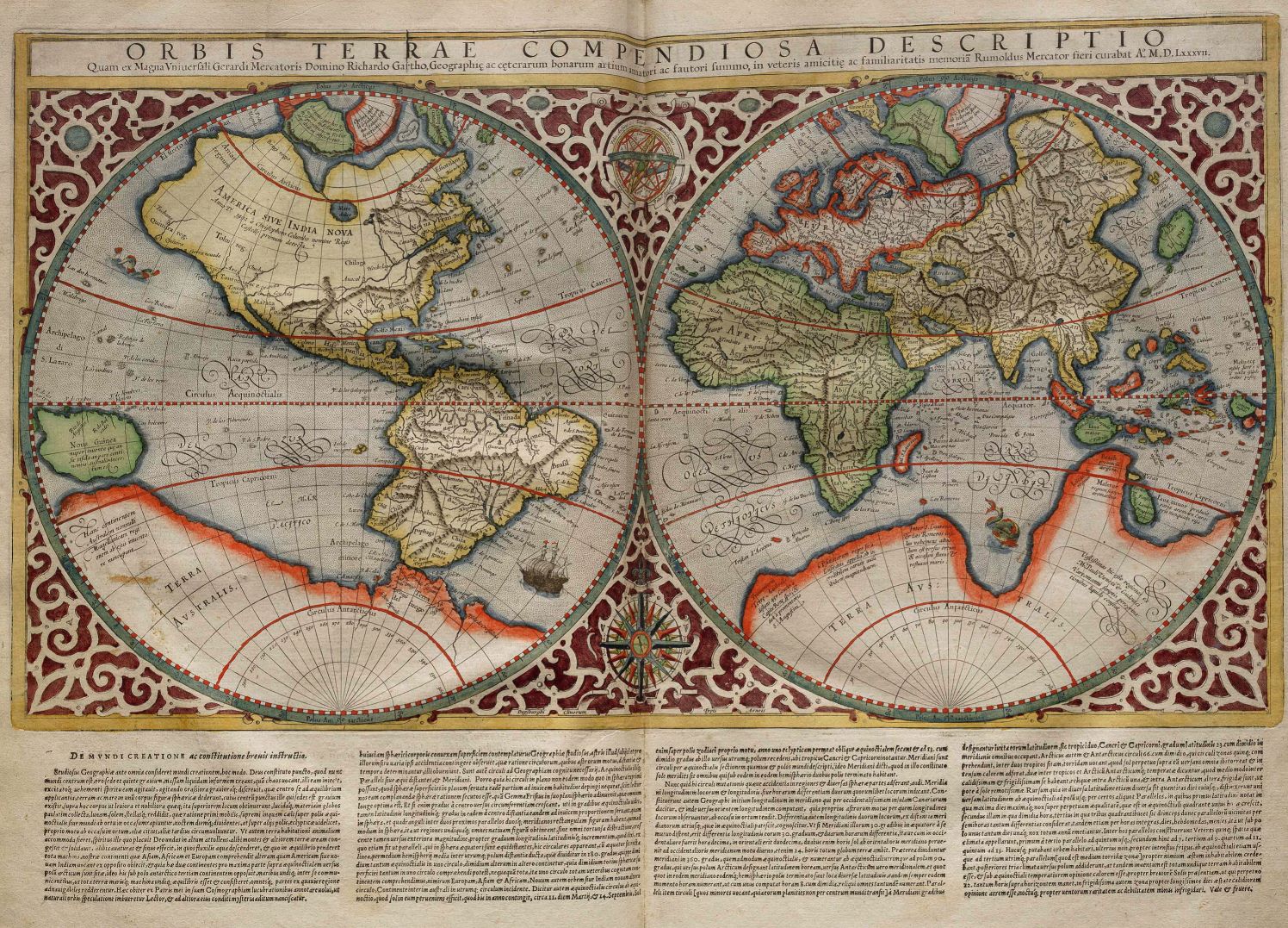 Planisferio de Rumold Mercator de 1587