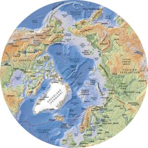 Mapa físico de la región del Ártico. GRID-Arendal