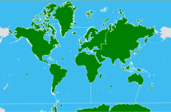 Continentes y océanos del mundo. Mapamundi