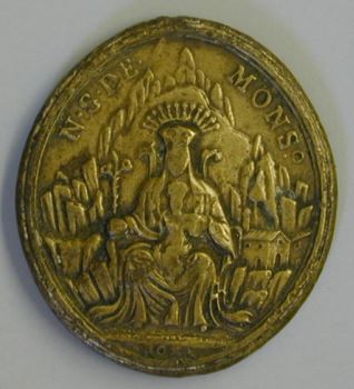 Medalla de San Benito y la Virgen de Montserrat