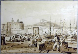 Vista del puerto de Nápoles (Italia)