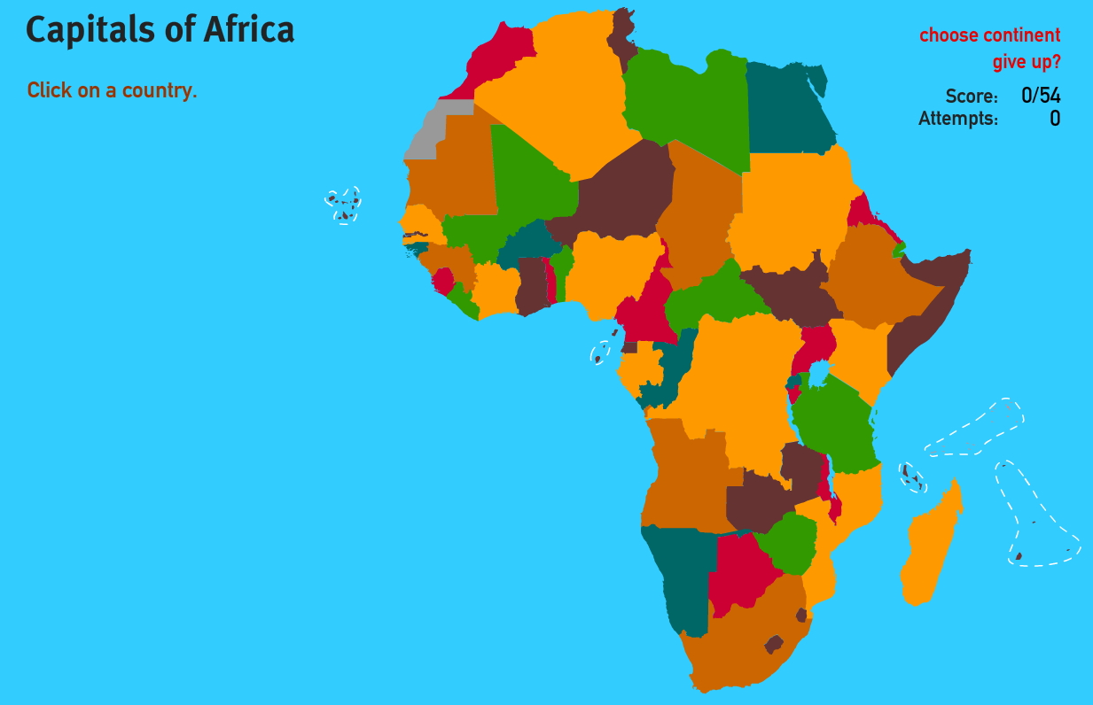 Capitals of Africa. World Geography Games