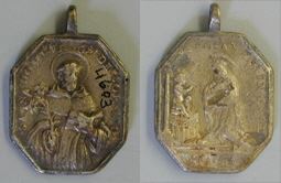 Medalla con Santo Domingo de Guzmán y Santa Rosa de Lima
