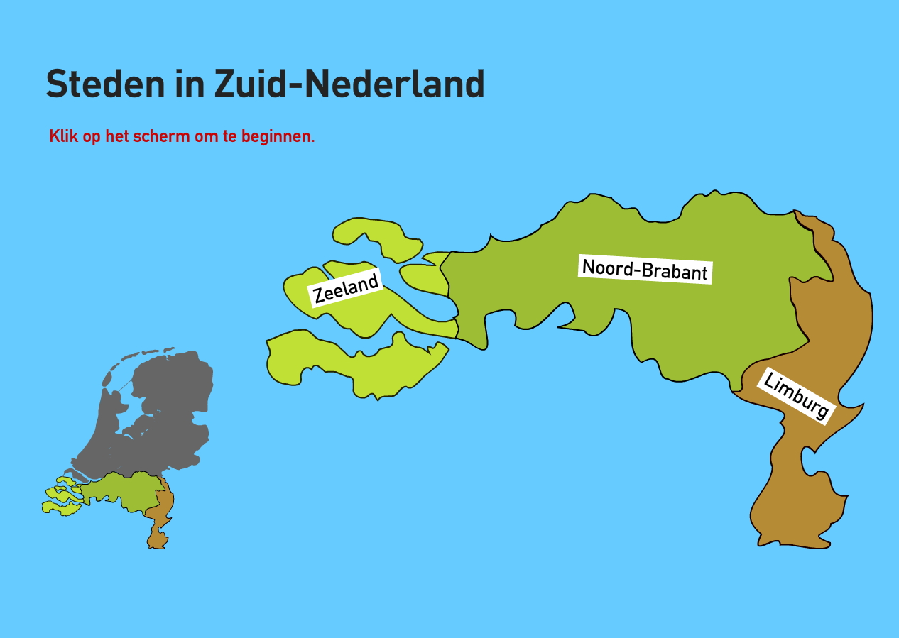 Steden in Zuid-Nederland. Topografie van Nederland