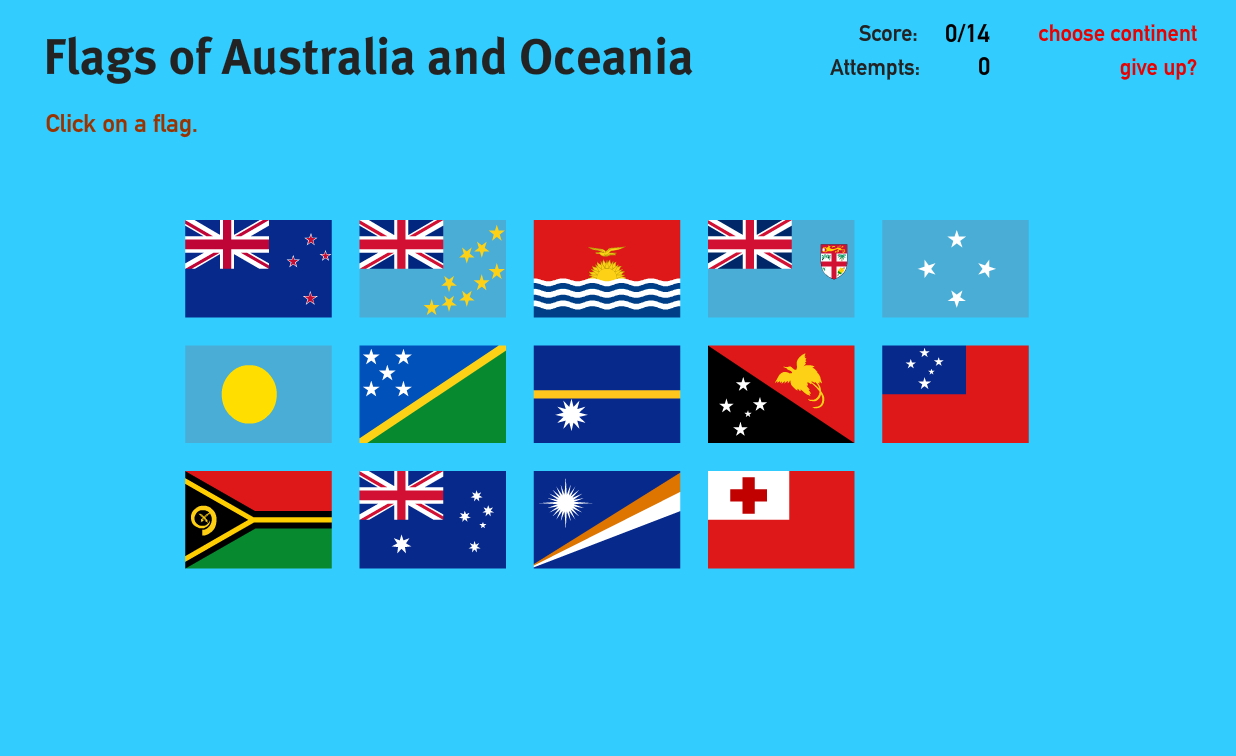 Flags of Oceania. World Geography Games