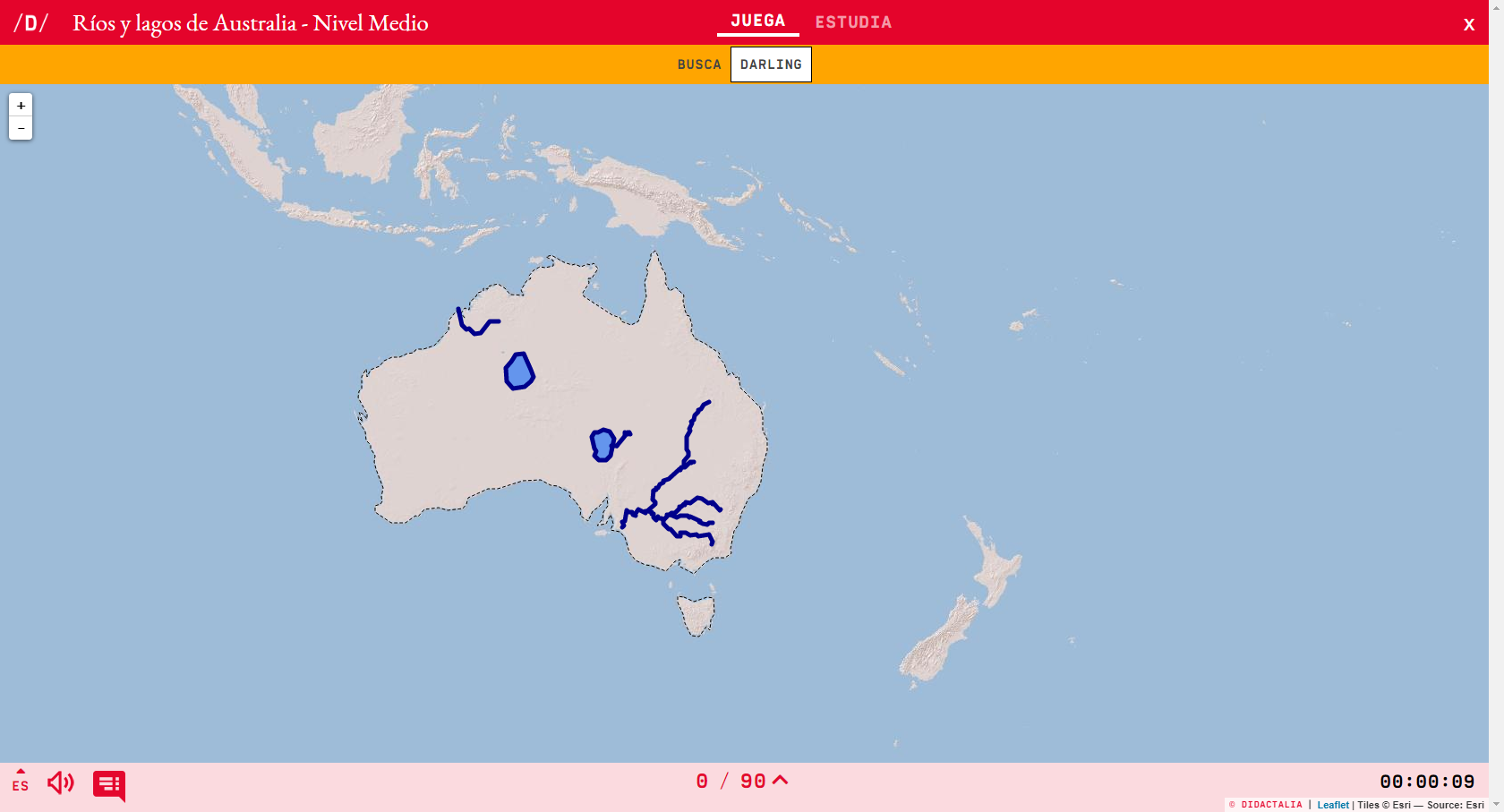 esfera pedestal yo mismo Mapa interactivo. Onde está? Ríos e lagos de Australia - Nivel medio -  Mapas interactivos