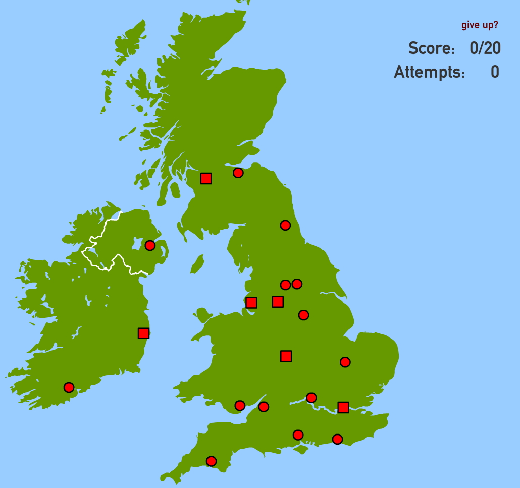Cities of United Kingdom and Ireland. Toporopa