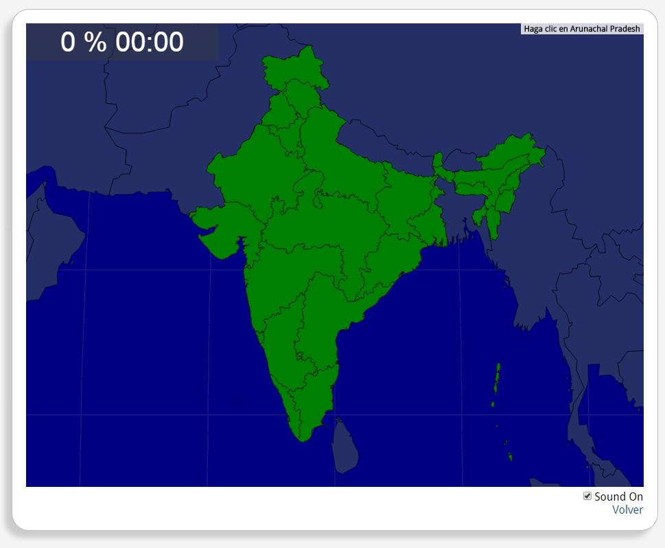 India: States and Union Territories. Seterra