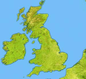 Seas and islands of United Kingdom and Ireland. Toporopa