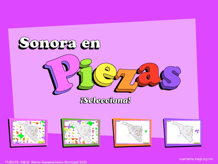 Municipios de Sonora. Puzzle. INEGI de México