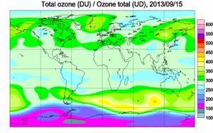 Mapa mundial de la capa de ozono