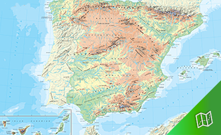 Mapa físico de España escala 1:2.250.000