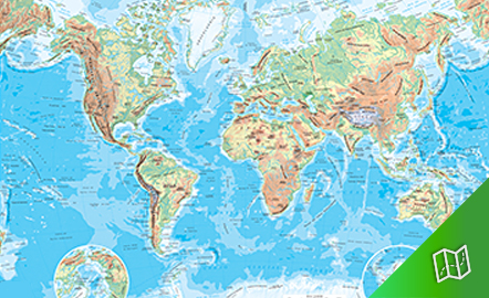 Mapa físico del mundo escala  1:60.000.000