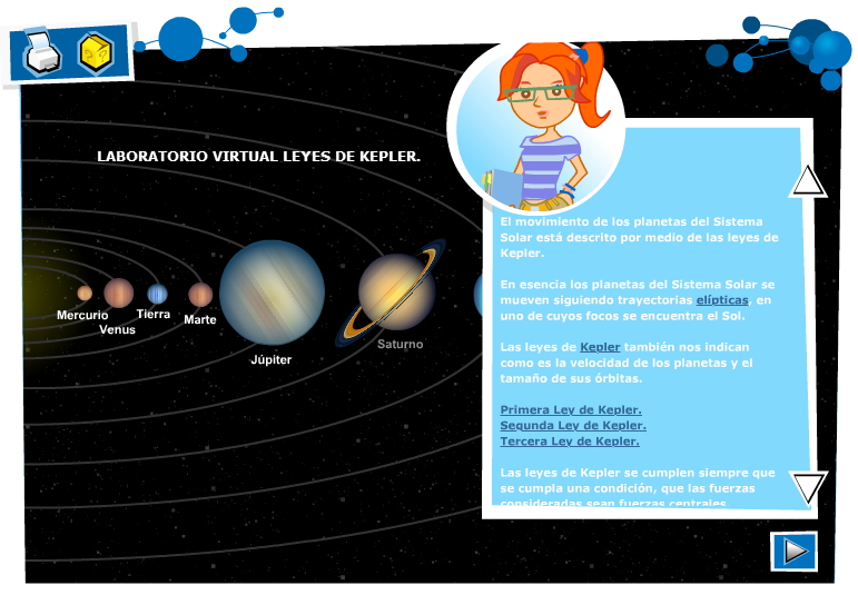 Laboratorio virtual Leyes de Kepler. Física y Química para 4º de Secundaria  - Didactalia: material educativo