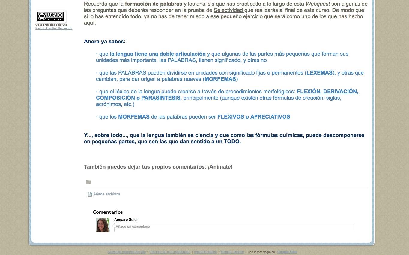 FORMACIÓN DE PALABRAS. Webquest para alumnos de 2.º Bachillerato (Lengua y Literatura), Morfología Española y Lengua para maestros (nivel de Grado), enseñanza de adultos, etc.