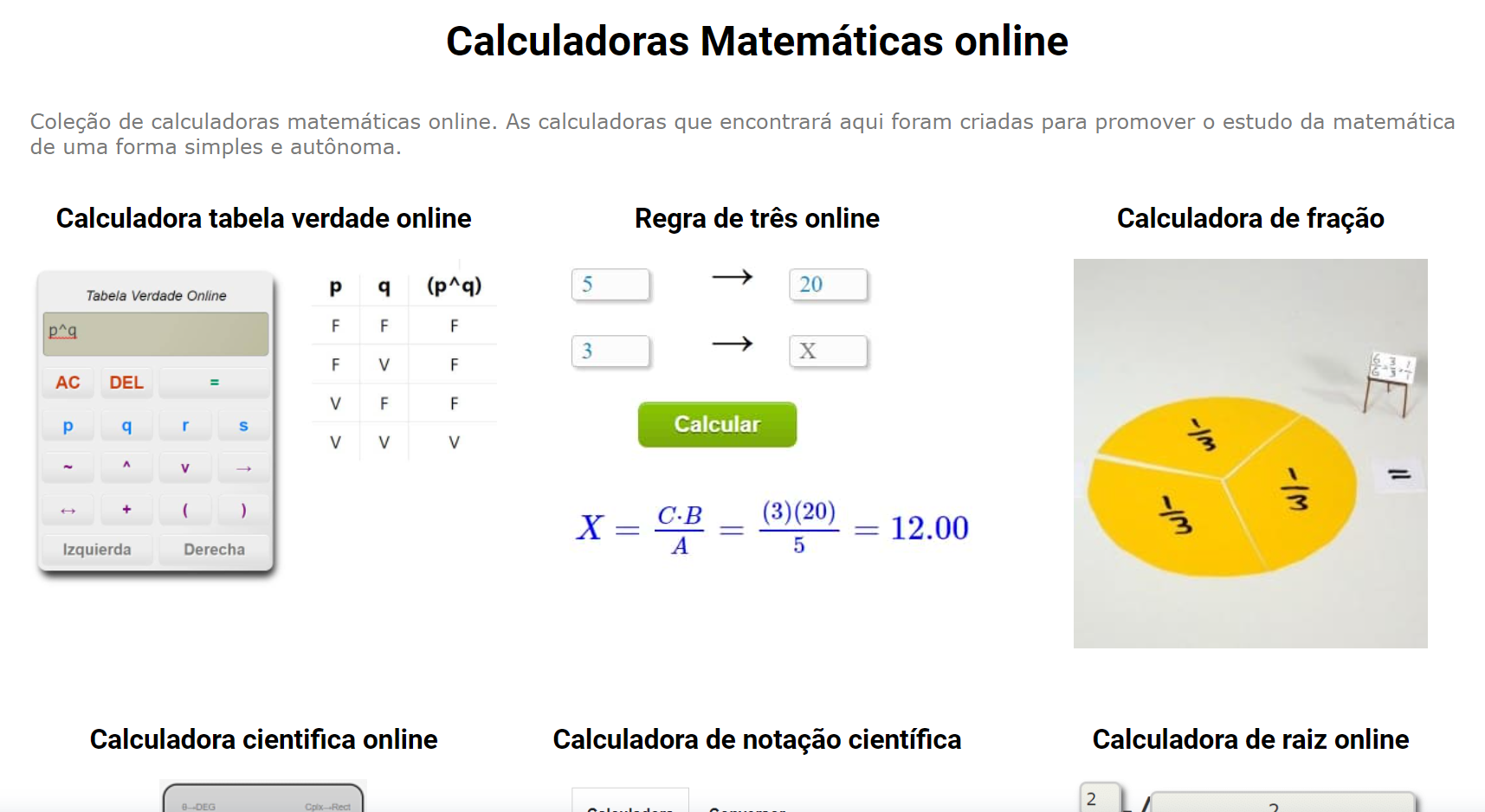 Calculadoras matematicas online