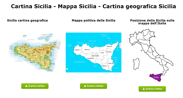 Cartina Sicilia - Mappa Sicilia - Cartina geografica Sicilia