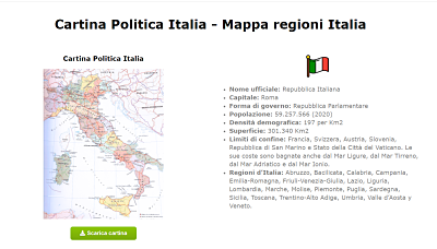 Cartina Politica Italia - Mappa regioni Italia