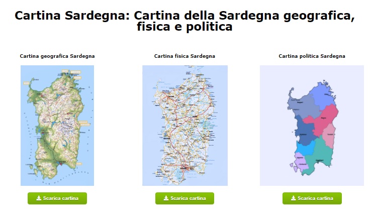 Cartina Sardegna: Cartina della Sardegna geografica, fisica e politica
