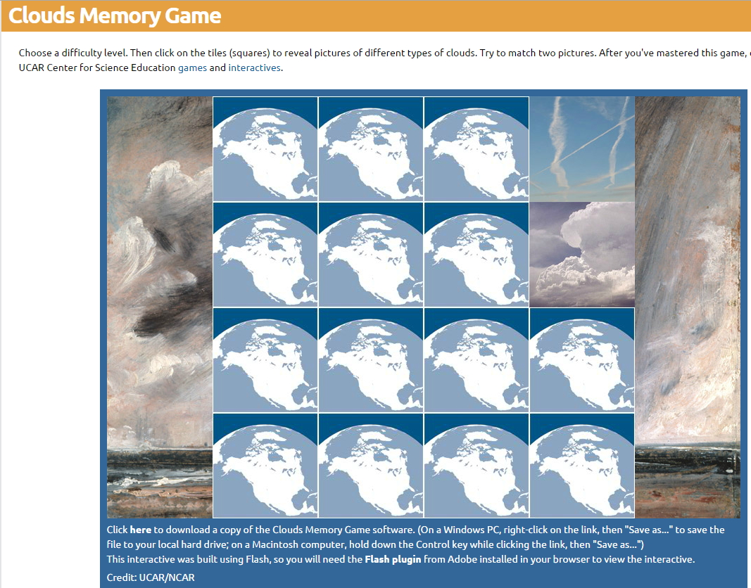 Clouds memory game