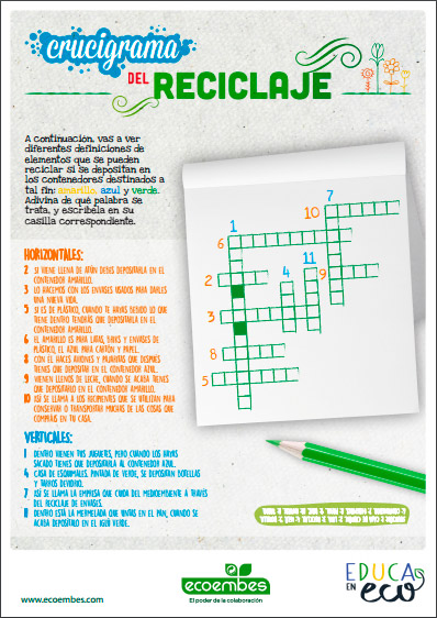 Crucigrama del reciclaje (EducaEnEco)