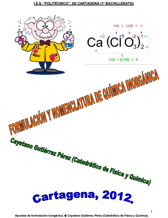 y nomenclatura de Química Inorgánica (IES Politécnico de Cartagena) - material