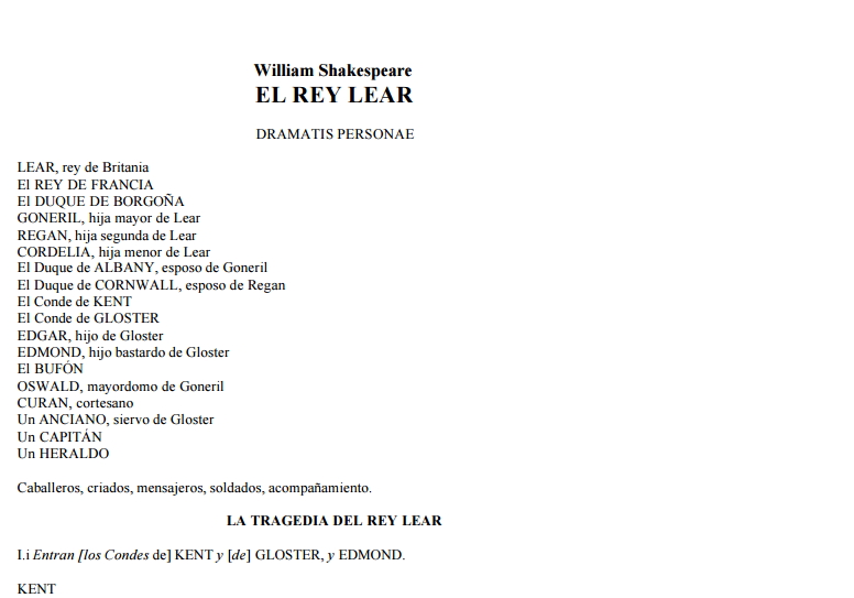 William Shakespeare. El Rey Lear (Educarchile)
