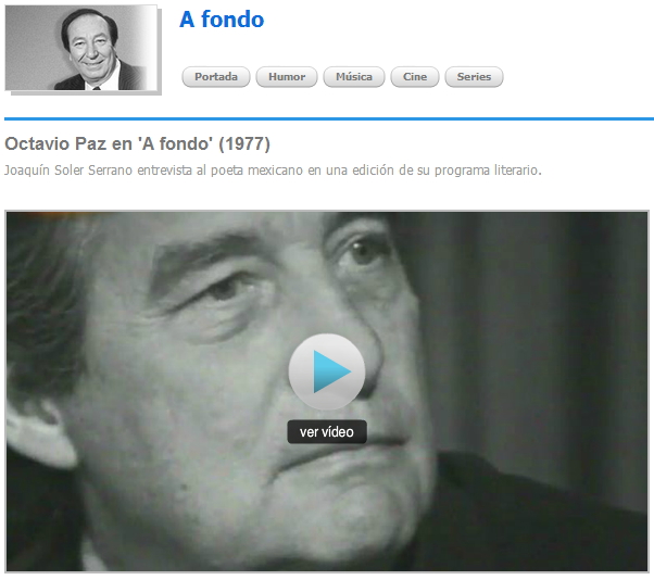 Entrevista a Octavio Paz en 'A fondo' (1977,  RTV.es)