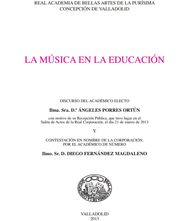 La música en la educación. Dª Ángeles Porres Ortún