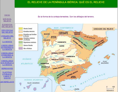 Mapa Interactivo: El relieve de España (biología - relieve península  ibérica)