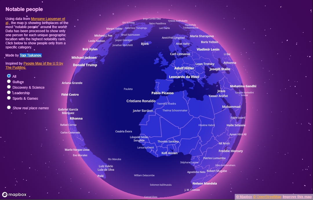 Notable people. Interactive map