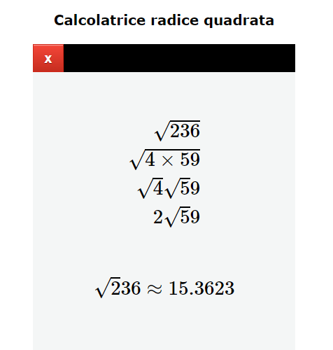 Calcolatrice radice quadrata online 