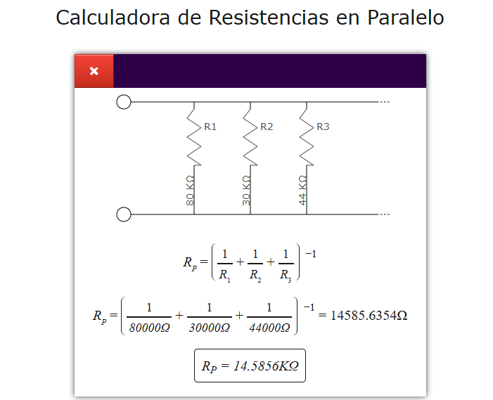 Calculadora de resistencias en paralelo