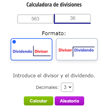 Calculadora de divisiones online 