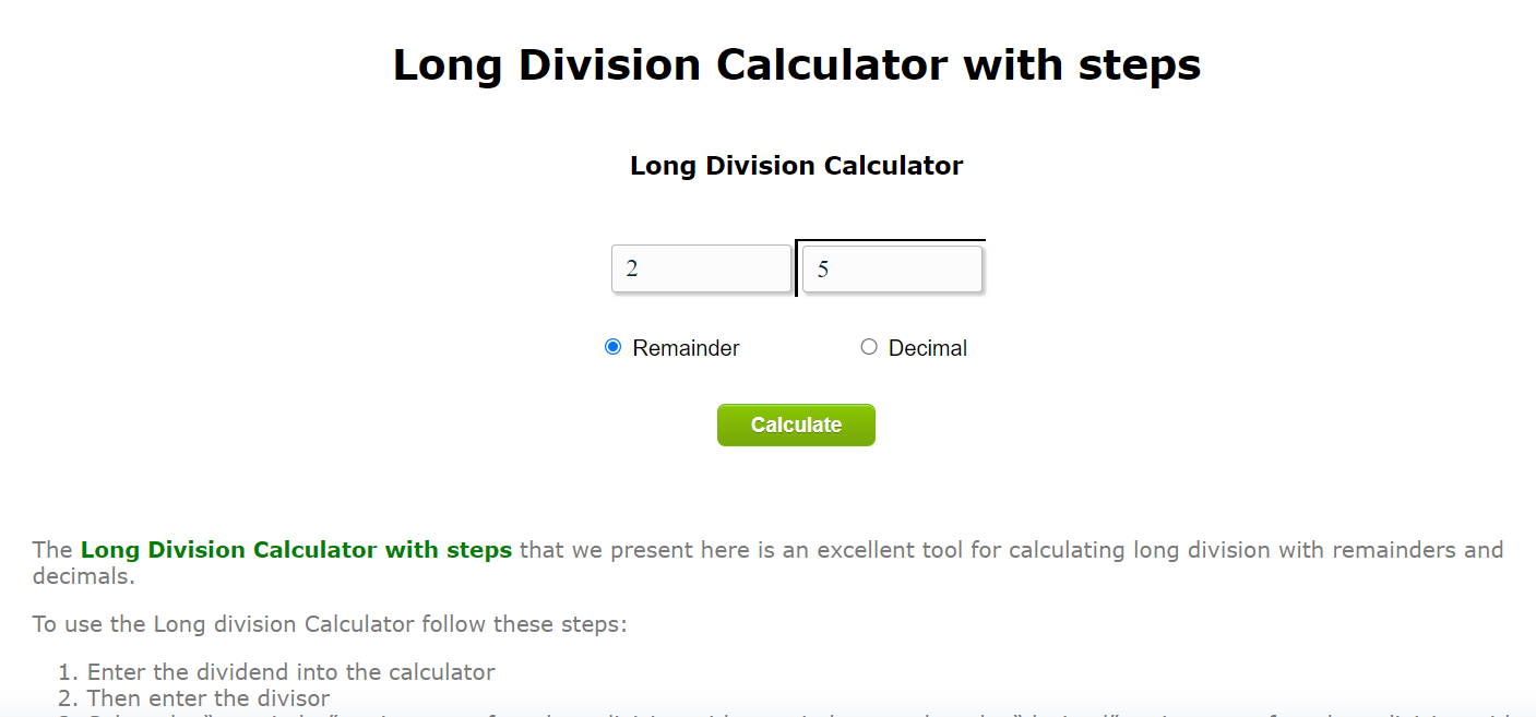 Long Division Calculator
