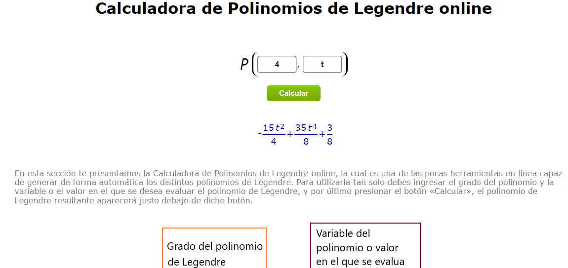 Calculadora de polinomios de legendre