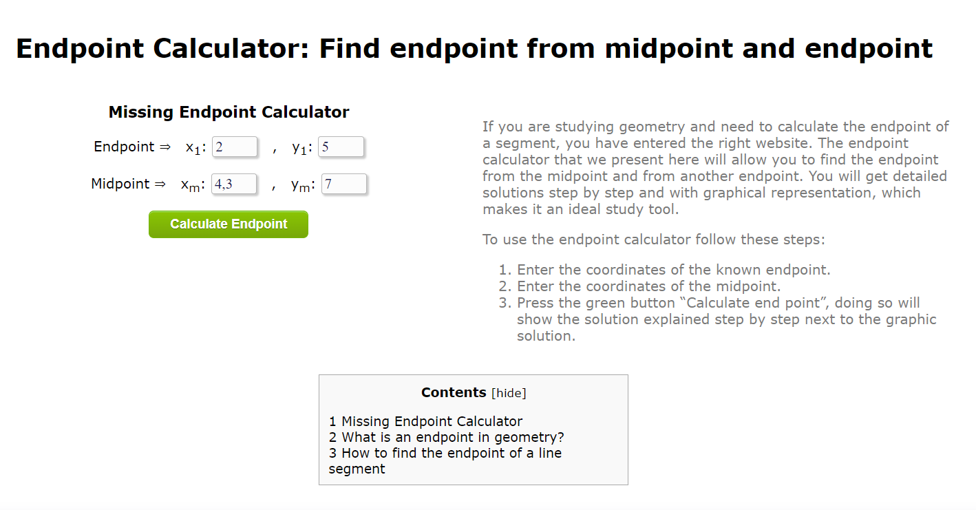 Find endpoint from midpoint and endpoint