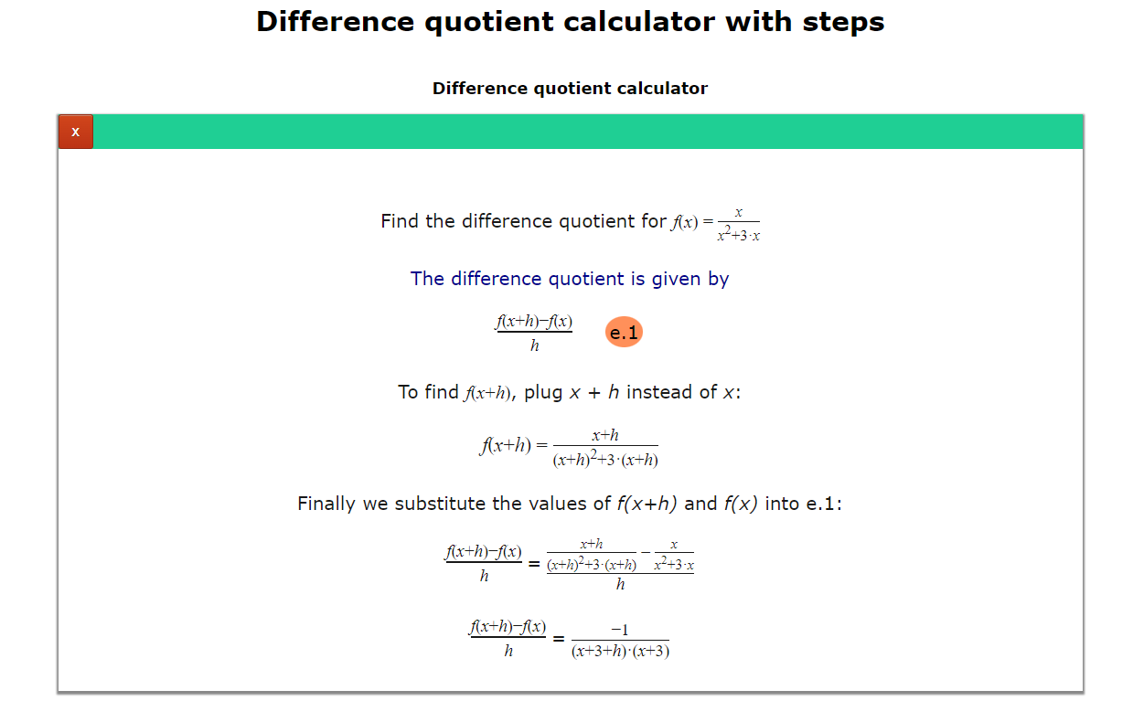 Difference quotient calculator