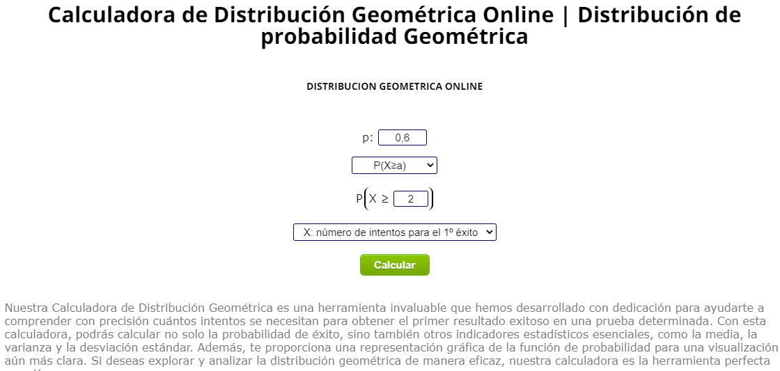 distribución geométrica online