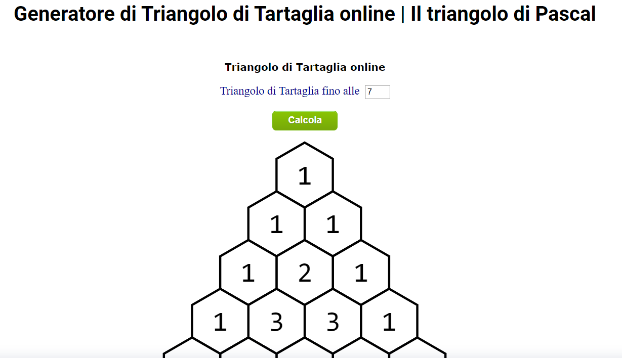 Triangolo di Tartaglia online