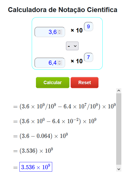 Calculadora científica - trabalhando com notação científica 