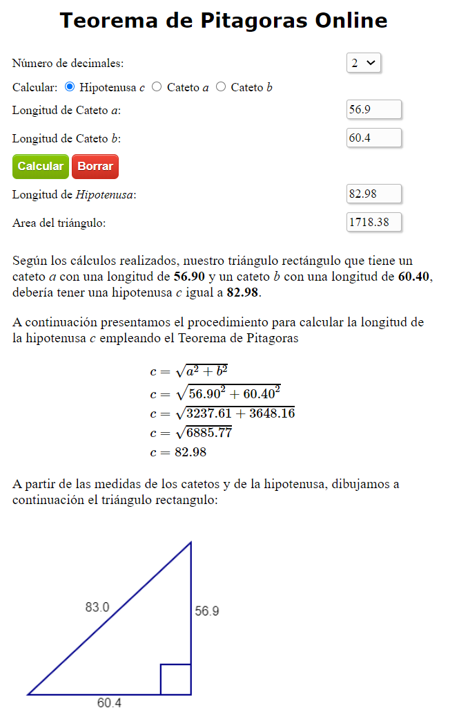 Destrucción Limitado Al aire libre Calculadora Teorema de Pitágoras Online paso a paso - Didactalia: material  educativo