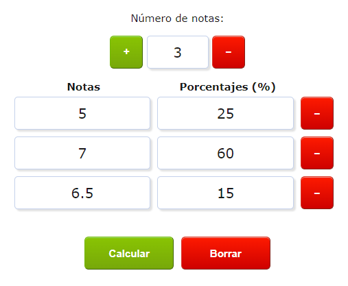 Calcular notas con porcentajes