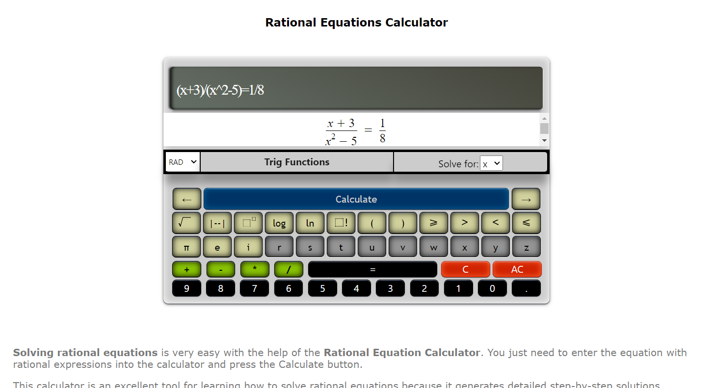 Rational Equations Calculator