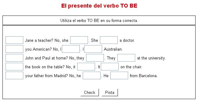 Ejercicios Practicos De Ingles Con El Verbo To Be Didactalia