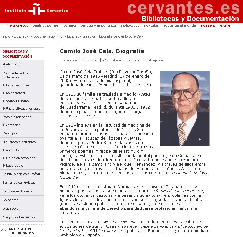 Formación puede pantalla Camilo José Cela. Biografía - Didactalia: material educativo