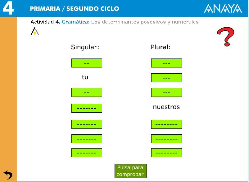 Gramática: Los determinantes posesivos y numerales. Editorial Anaya ... Gramática: Los determinantes posesivos y numerales. Editorial Anaya ...