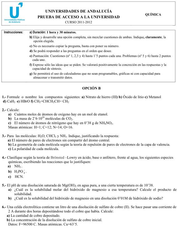 Química B Andalucía