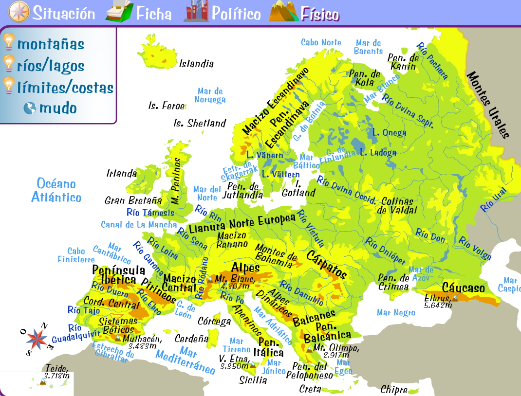 MAPA EUROPA FÍSICO – GEOSERVICE