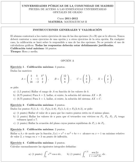 Matemáticas II Madrid